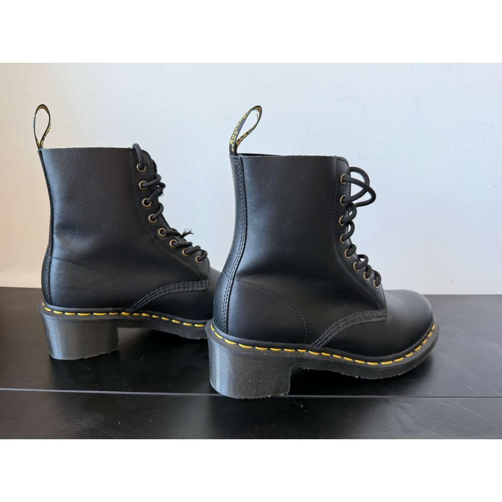 Dr. Martens Clemency Black Leather 8-Eye Lace Up Block Heel Boots US9 EU41 - Picture 8 of 13